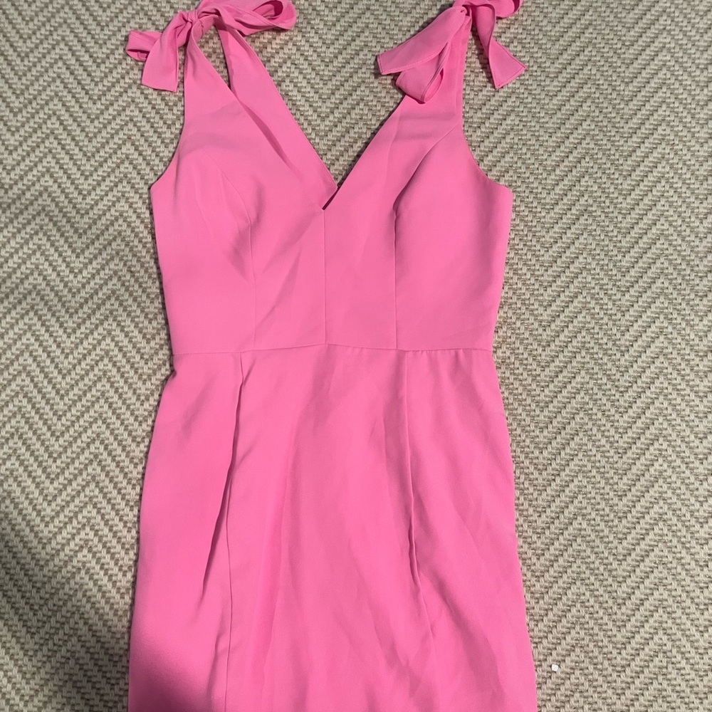 Amanda Uprichard Allora pink mini dress with bow straps